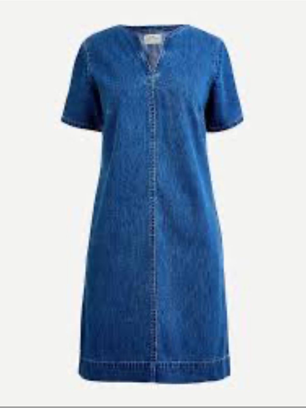 J. Crew Blue Denim V-Notch Midi Shift Dress